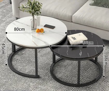 European White Bianco Carrara Marble Round Coffee Table