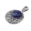 Sodalite 20MM Cabochon Alloy Gemstone Pendant