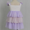 Boutique Purple bordado Chiffon Ruffle Girl Dress