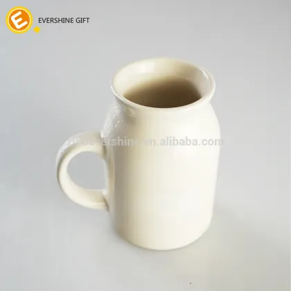 simple white ceramic milk bottle with handle 250ml