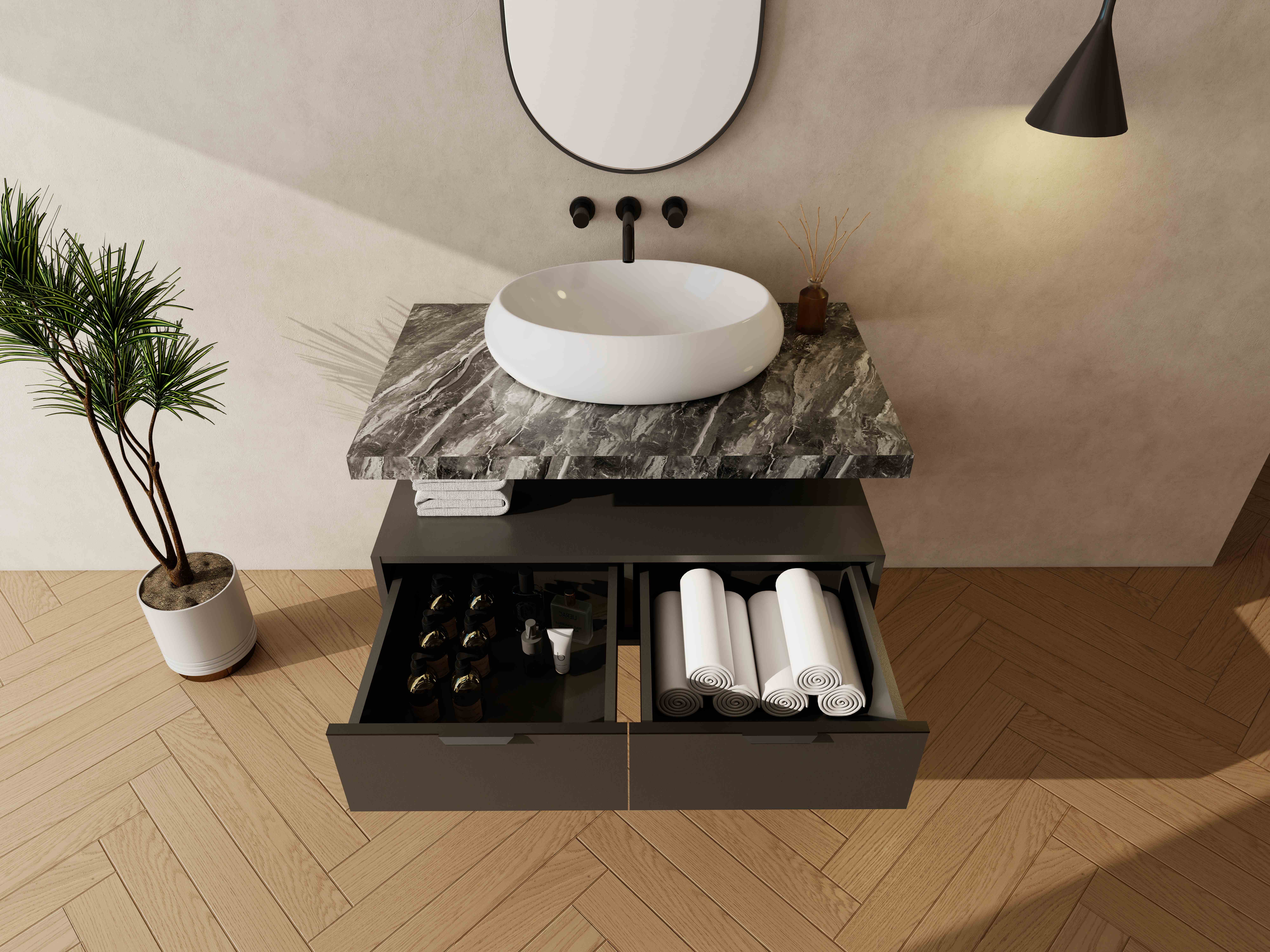 Усовершенствованный тщеславный шкаф в ванной комнате