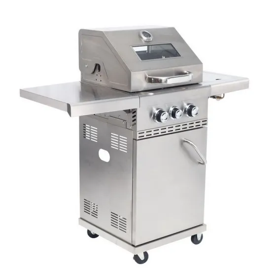 Glass Window Stainless Steel 3 Burners Gas BBQ Grill with Side Burner