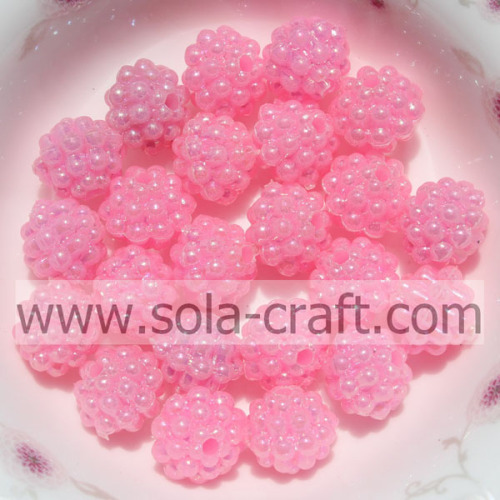 10 MM populaire stijl roze kleur massief plastic kralen voor sieraden onderdelen