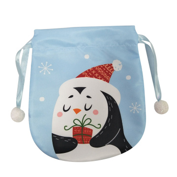 Mini sac cadeau de Noël avec joli motif de pingouin