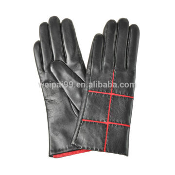 New design beautiful red suede sheepskin leather gloves for girls
