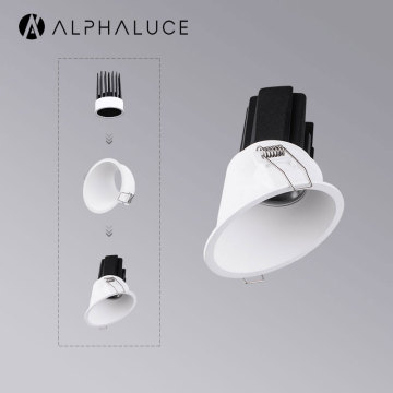 Alphalighting Hotel Project Wall Washer Downlight Aluminum GU10 Spotlight Black Holder