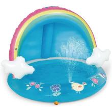 Opblaasber swimbad mei Canopy en spuite poppe swimbad