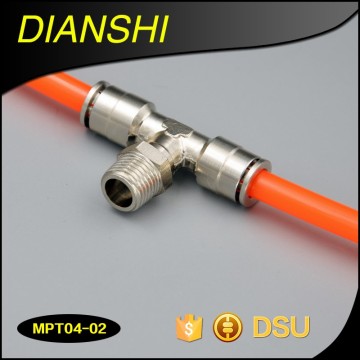 3 way male thread pneumatic connection T type pipe fittings metal hose connector