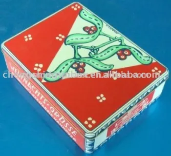 rectangular metal christmas tin box