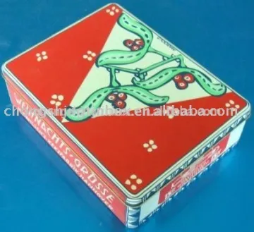 rectangular metal christmas tin box