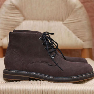 Kemayanni Handmade Leather Knight Boots - Retro Brown Suede Lace Up High Top Men's and Women's Boots