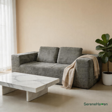 Neutral Gray Cotton-Linen Blend 2-Seater Sofa