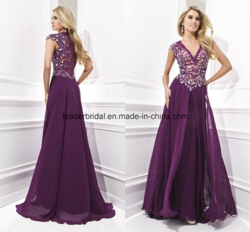 A-Line Party Gowns Purple Applique Prom Evening Fashion Dresses Z1017