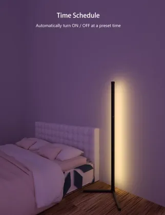 Modern Brass Floor Lamp with Colorful RGB Lighting