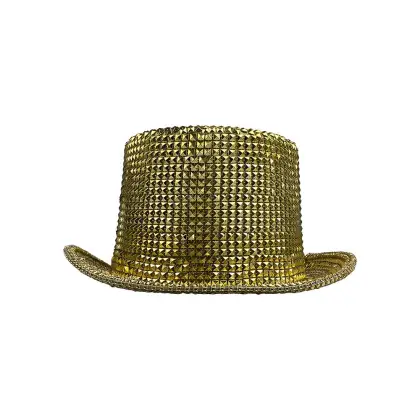 Shiny Gold Rhinestone Bucket Hat - Halloween Party Jazz Dance Accessory
