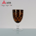 Set de copa de vidrio de vino de leopardo elegante