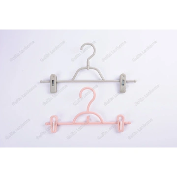 China Velvet Plastic Hangers Factory Luxury Black Plastic Flocked Suede  Coat Hangers with Pant bar Manufacture and Factory