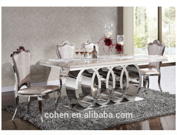 Luxury Audi Symbol stainless steel frame rectangle luxury dining table and chairs