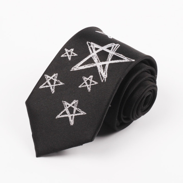 2025 Hot Selling High-Quality Handmade Black Star Pattern Pure Silk Necktie