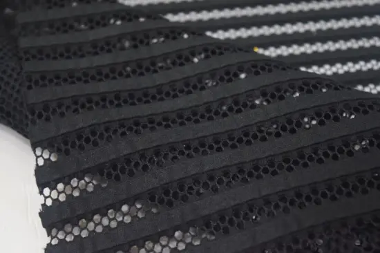 Polyester Black Stripe Mesh Fabric