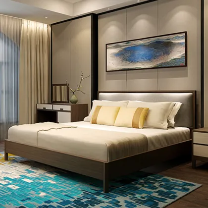 Modern style bed soft by solid wood