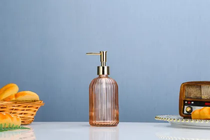 embossed glass liquid hand soap dispenser