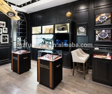Customized tempered glass showcases for famous brand watch retail store