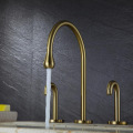 Brushed gold matt black 3 hole washbasin faucet