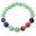 Pulsera elástica de Chakra de piedras preciosas genuinas naturales, cuentas de 6 mm, espaciadores de plata esterlina, hombres / mujeres, tamaños pequeños, medianos y grandes