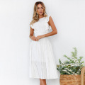 Womens Dresses Elegant Ruffle Cap Sleeves Dress