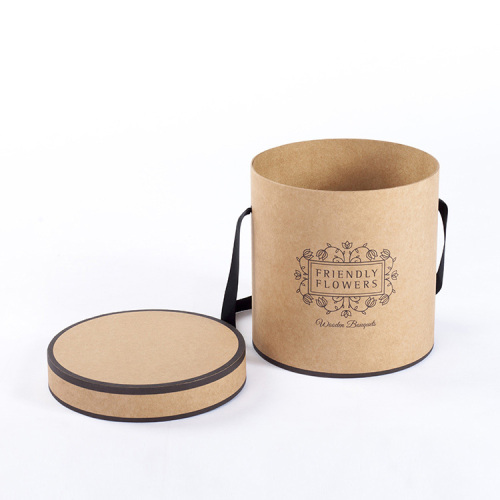 Brown Kraft Cajas Para Flores Round Box Flower