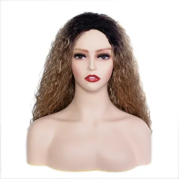 Long synthetic wigs heat resistant fiber ombre black to brown water wave fiber synthettic hair wigs for women
