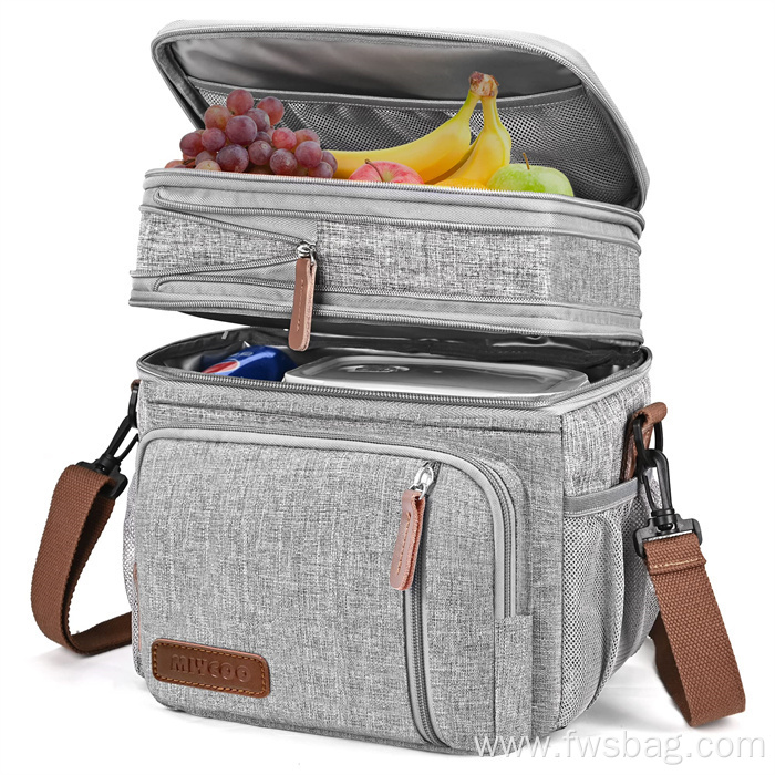 Large Lunch Box Leakproof Double Deck Tote Bag
