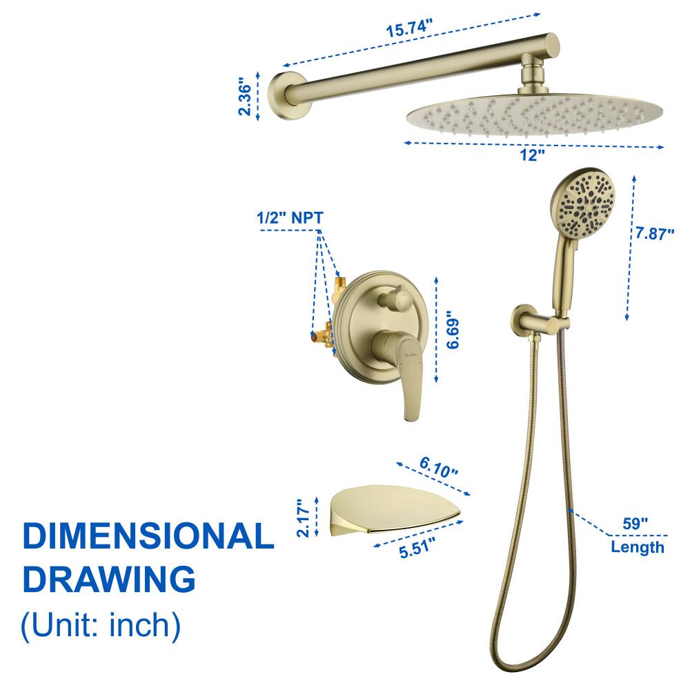 Concealed shower set 88054bg 12 5