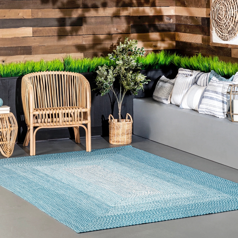 Polypropylene pp braided woven Light grey design indoor outdoor carpet rug floor mats