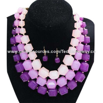 Fashion jewelry sets, made of acrylic beads, cadmium-, lead- and nickel-free