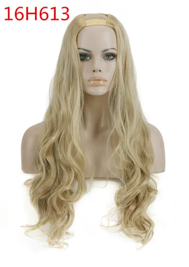 Long Wavy Synthetic Hair Wigs High Temperature Silk Sexy Blonde U Part Wigs For Women