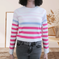 Tatlı Kızlar için Renk Bloklu Çizgili Triko Üst