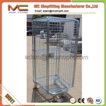 Supermarket cargo transport security roll container wire rolling storage cage