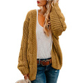 Womens Open Front Long Sleeve Chunky Knit Cardigan