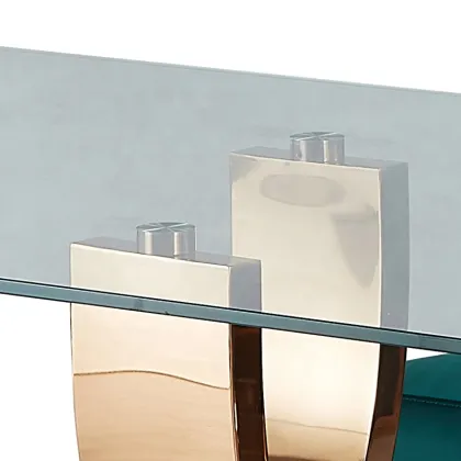 Modern Rose Gold Rectangular Glass Dining Table