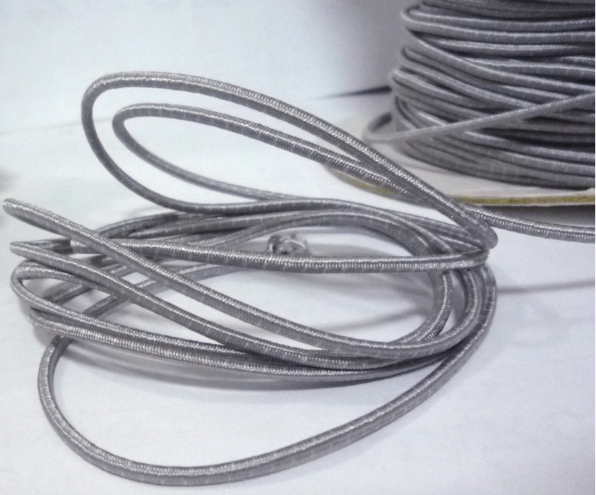 Silver metallic elastic string