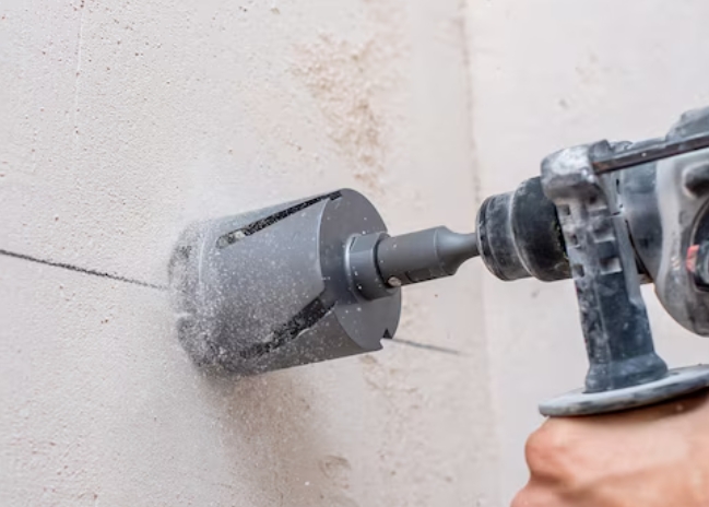Dry Diamond Core Drill Bits Drilling The Concrete Wall
