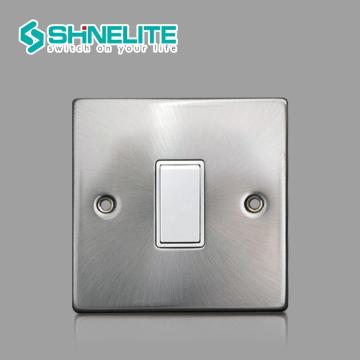 Satin Chrome 10A 1 gang wall switch BS Switch