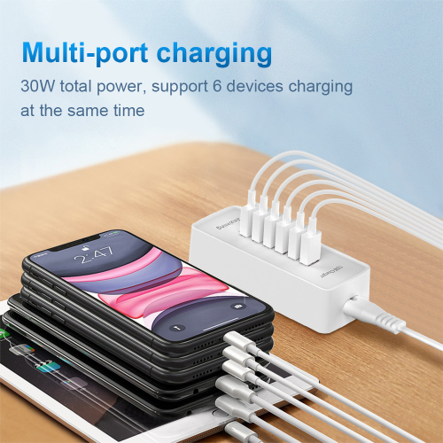 USB Phone Charger adapter 30W 6-port USB