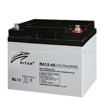 12V/45Ah VRLA Battery for UPS, Solar/Wind Systems, Longer Cycle Service Lifespan, Maintenance-free