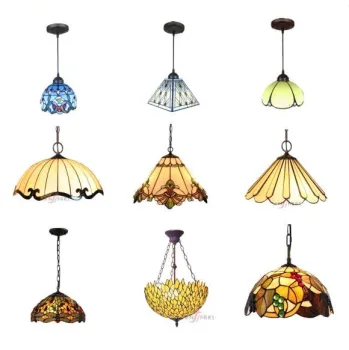 Vintage Retro Wholesale Stained Glass Tiffany Chandelier for Living Room Decoration