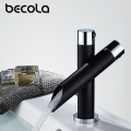 BECOLA Black with Chrome Deck Mount Bathroom Sink Faucet Set Basin Mixer Single Hole Single Handle Modern
