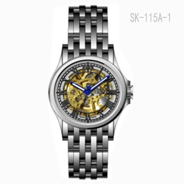 Factory Customized 3ATM Water Proof 316L Stainless Steel Automatic Skeleton Men Wrist Watch