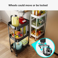 Home Storage Foldable Metal 3-tier Rolling Cart